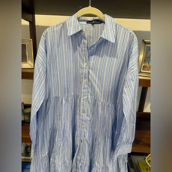 TUCKERNUCK Pomander Place Shades of Blue Striped Cara Dress - Picture 3 of 5